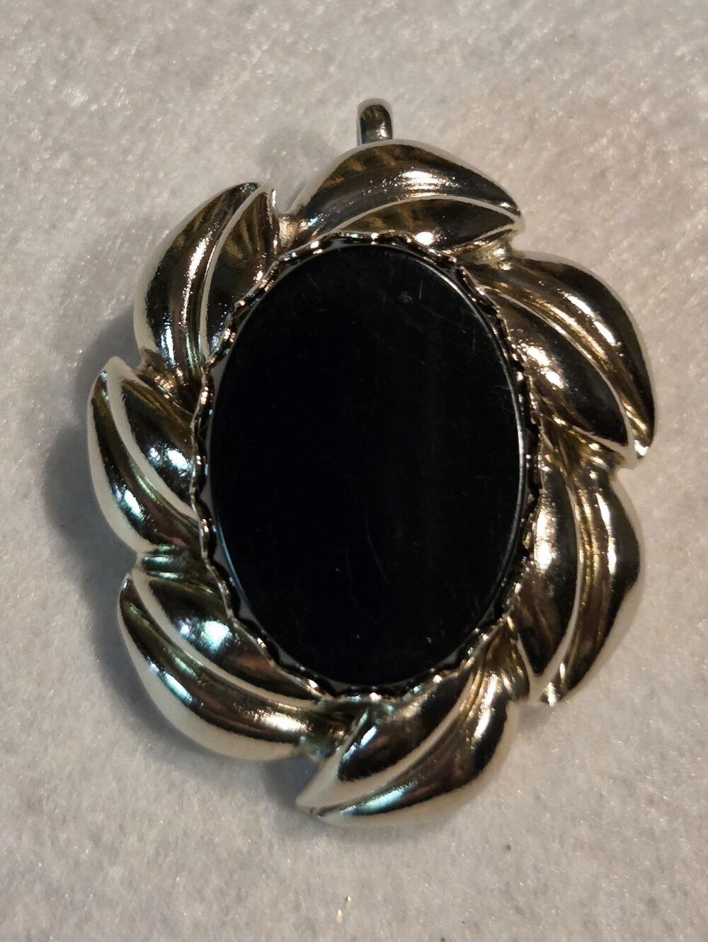Gold-Tone Black Oval Pendant Necklace - Classic Women Jewelry